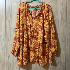 NWT TORRID - PEASANT BLOUSE - GAUZE FLORAL RUST